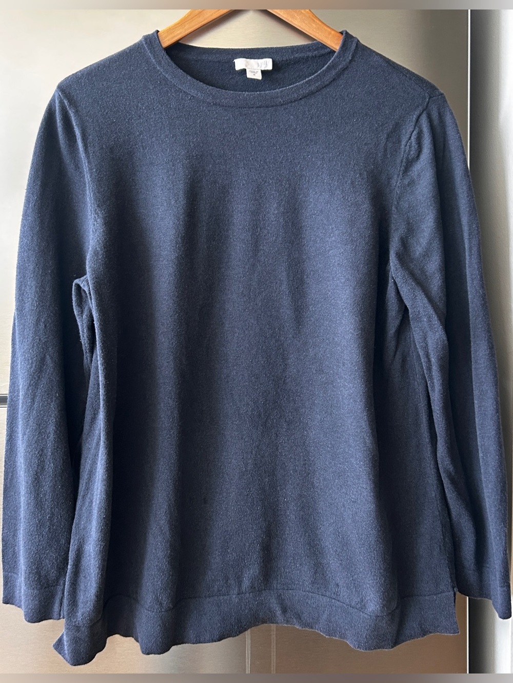 J.Jill M Navy Blue Cotton Blend Knit Crew Neck Sweater Tunic Top